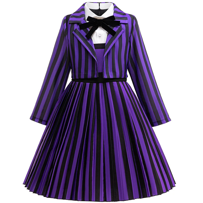 2Pcs Wednesday Addams Costume for Girls