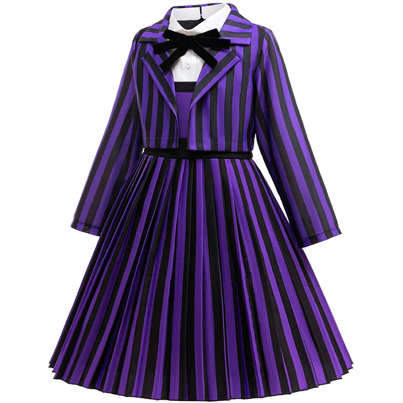 2Pcs Wednesday Addams Costume for Girls