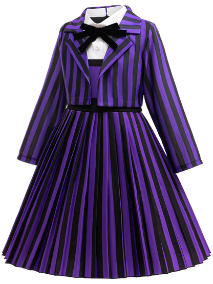 2Pcs Wednesday Addams Costume for Girls