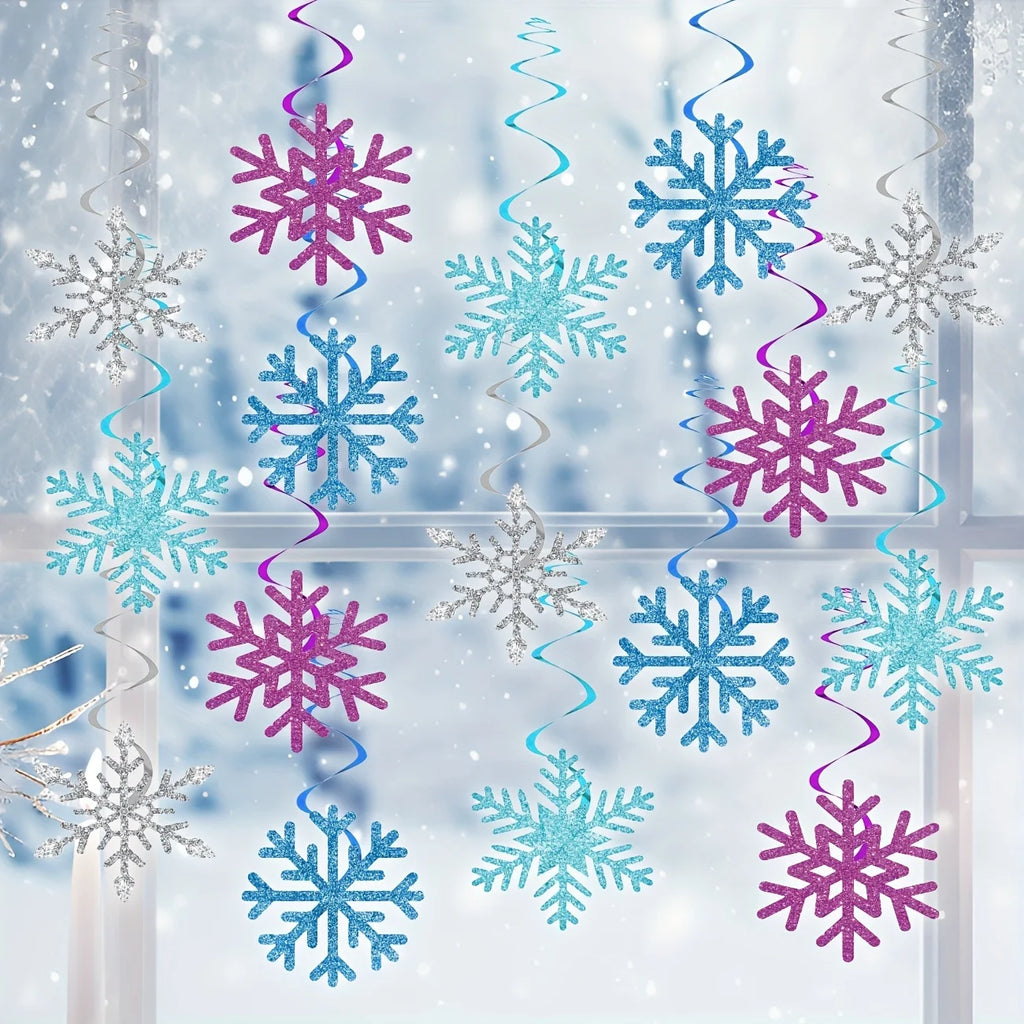 32Pcs Winter Snowflake Hanging Swirls
