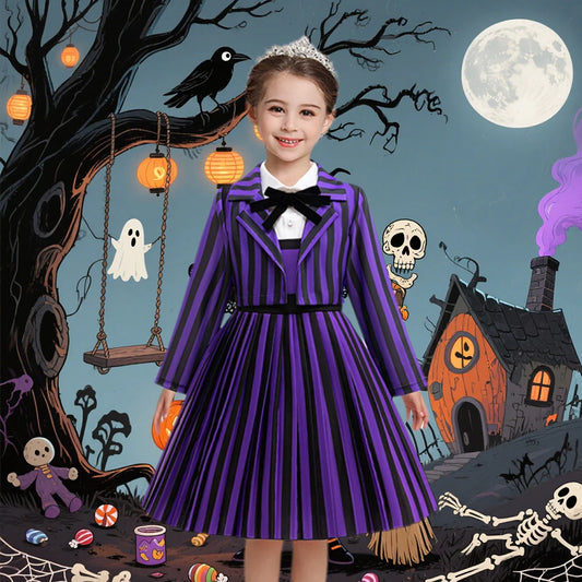 2Pcs Wednesday Addams Costume for Girls