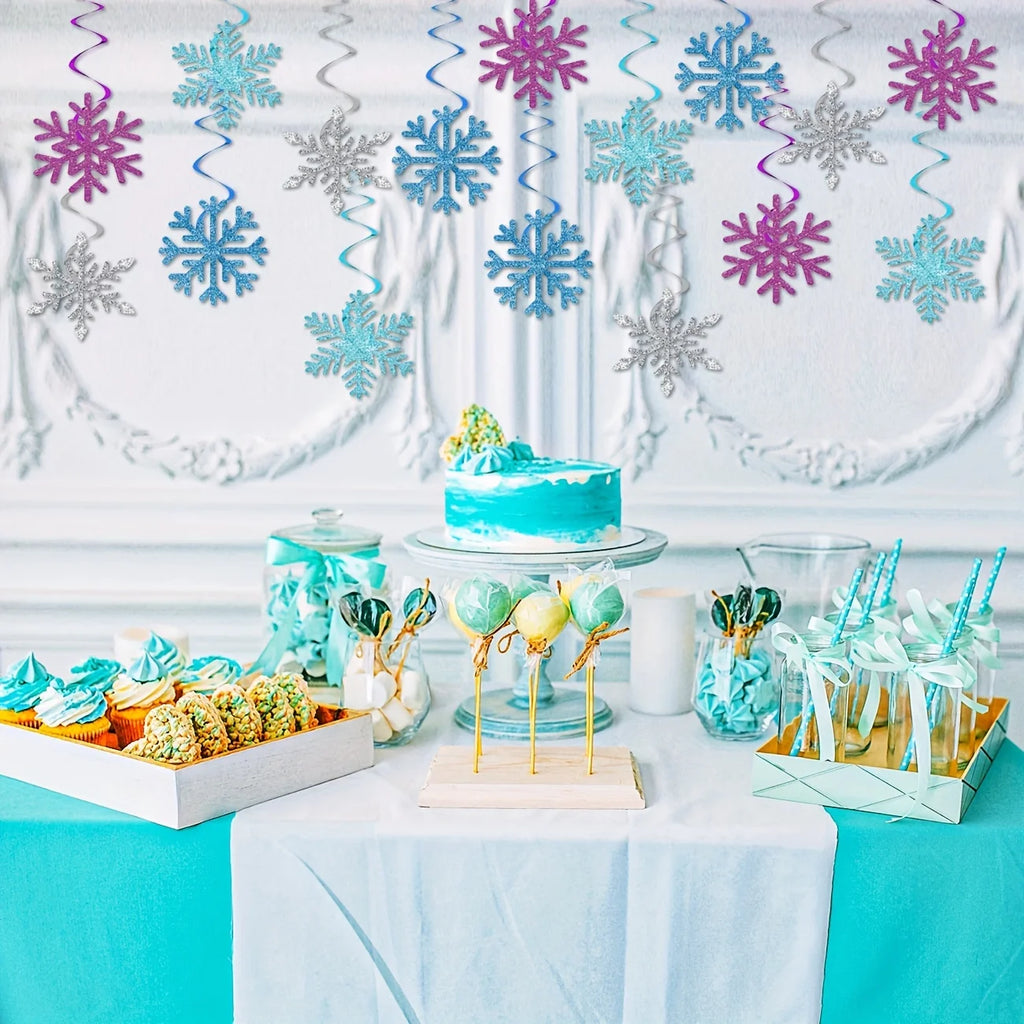 32Pcs Winter Snowflake Hanging Swirls