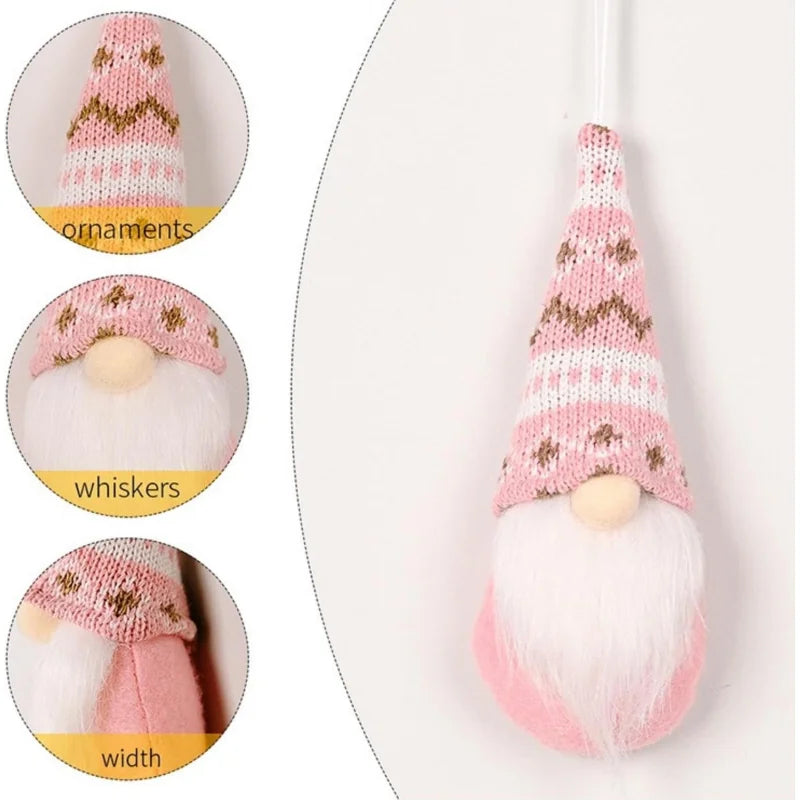 3Pcs Handmade Swedish Christmas Gnomes - Plush Santa Elf Hanging Ornaments Set