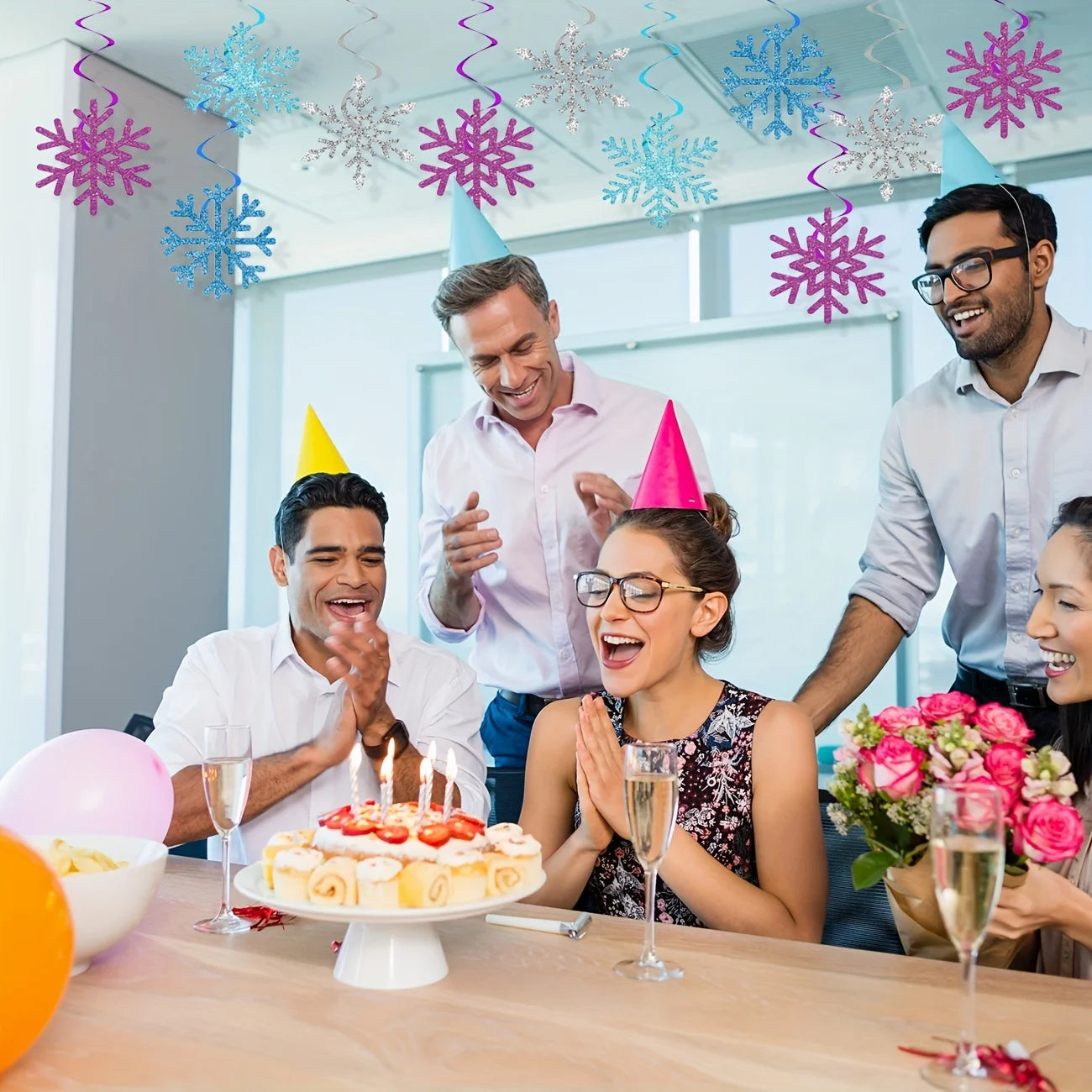 32Pcs Winter Snowflake Hanging Swirls