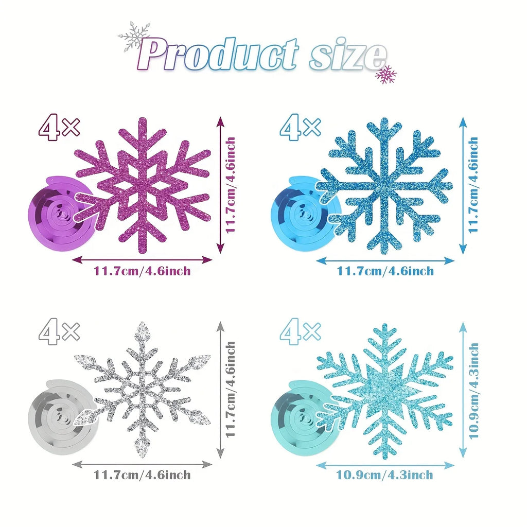 32Pcs Winter Snowflake Hanging Swirls