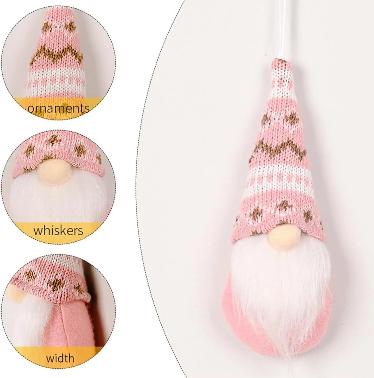 3Pcs Handmade Swedish Christmas Gnomes - Plush Santa Elf Hanging Ornaments Set